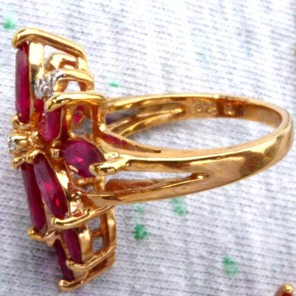 QVC 925 gold over sterling silver chunky ring ruby - Picture 3 of 5